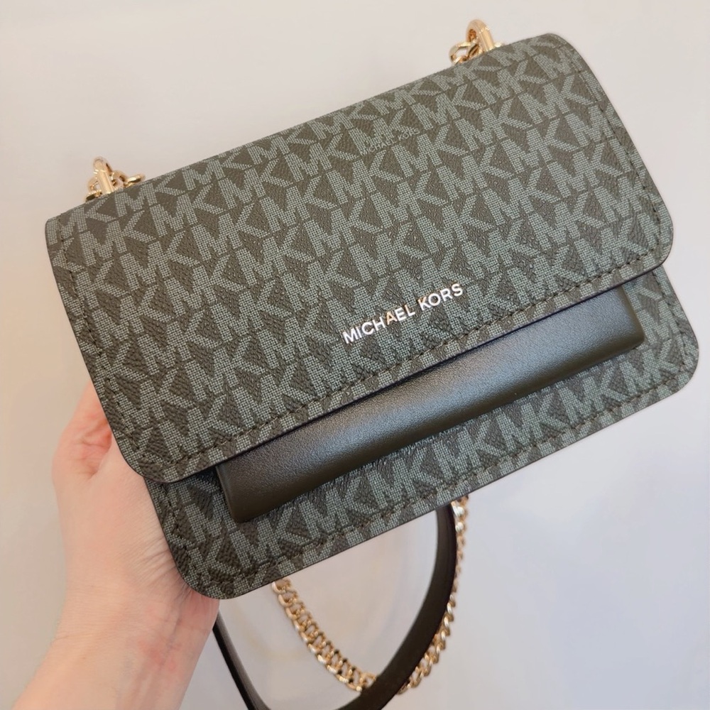 NEW Michael Kors Claire Small Signature Green Logo Crossbody Bag